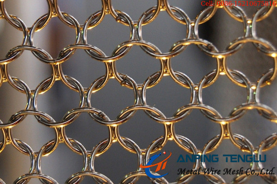 Decoração de aço inoxidável da construção de Ring Mesh Curtain Used In New