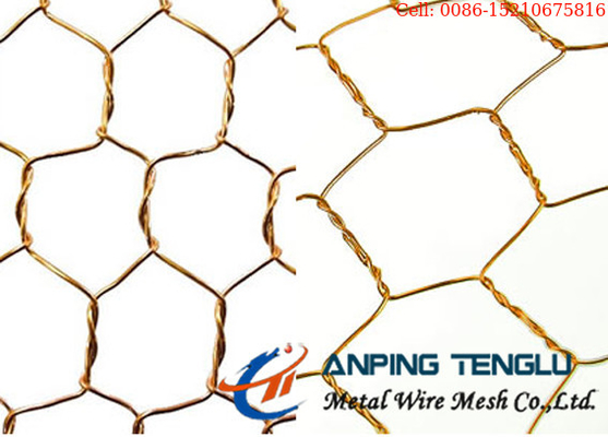 Malha sextavada de cobre de bronze de Mesh Mainly Used As Decorative do fio